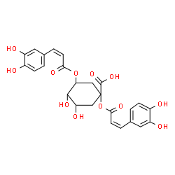 ChemSpider 2D Image | 1,3-Bis{[(2Z)-3-(3,4-dihydroxyphenyl)-2-propenoyl]oxy}-4,5-dihydroxycyclohexanecarboxylic acid | C25H24O12