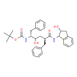 ChemSpider 2D Image | tert-butyl [(2R,5S)-5-benzyl-3-hydroxy-6-{[(2R)-2-hydroxy-2,3-dihydro-1H-inden-1-yl]amino}-6-oxo-1-phenylhexan-2-yl]carbamate | C33H40N2O5