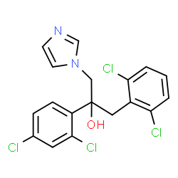 ChemSpider 2D Image | 2-(2,4-Dichlorophenyl)-1-(2,6-dichlorophenyl)-3-(1H-imidazol-1-yl)-2-propanol | C18H14Cl4N2O