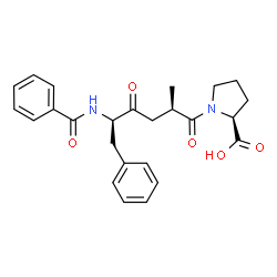 ChemSpider 2D Image | 1-[(2R,5R)-5-(Benzoylamino)-2-methyl-4-oxo-6-phenylhexanoyl]-L-proline | C25H28N2O5