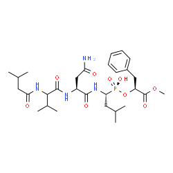 ChemSpider 2D Image | N-(3-Methylbutanoyl)valyl-N~1~-{(1R)-1-[(S)-hydroxy{[(2S)-1-methoxy-1-oxo-3-phenyl-2-propanyl]oxy}phosphoryl]-3-methylbutyl}-L-aspartamide | C29H47N4O9P