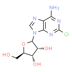 ChemSpider 2D Image | 2-Chloro-9-(D-ribofuranosyl)-9H-purin-6-amine | C10H12ClN5O4