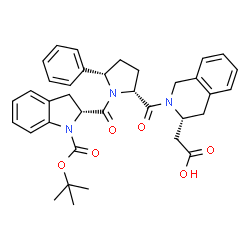 ChemSpider 2D Image | [(3R)-2-{[(2R,5S)-1-{[(2R)-1-(tert-butoxycarbonyl)-2,3-dihydro-1H-indol-2-yl]carbonyl}-5-phenylpyrrolidin-2-yl]carbonyl}-1,2,3,4-tetrahydroisoquinolin-3-yl]acetic acid (non-preferred name) | C36H39N3O6