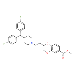 ChemSpider 2D Image | Methyl 4-(3-{4-[bis(4-fluorophenyl)methyl]-1-piperidinyl}propoxy)-3-methoxybenzoate | C30H33F2NO4