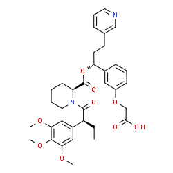 ChemSpider 2D Image | (3-{(1R)-3-(3-Pyridinyl)-1-[({(2S)-1-[(2S)-2-(3,4,5-trimethoxyphenyl)butanoyl]-2-piperidinyl}carbonyl)oxy]propyl}phenoxy)acetic acid | C35H42N2O9