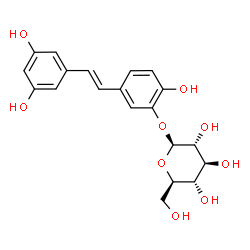 ChemSpider 2D Image | 5-[(E)-2-(3,5-Dihydroxyphenyl)vinyl]-2-hydroxyphenyl beta-D-glucopyranoside | C20H22O9