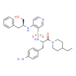 ChemSpider 2D Image | N-[(2S)-3-(4-Aminophenyl)-1-(4-ethyl-1-piperidinyl)-1-oxo-2-propanyl]-4-{[(2S)-1-hydroxy-3-phenyl-2-propanyl]amino}-3-pyridinesulfonamide | C30H39N5O4S