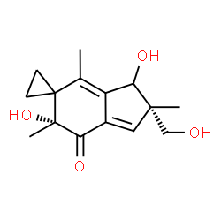 ChemSpider 2D Image | (2'S,6'R)-3',6'-Dihydroxy-2'-(hydroxymethyl)-2',4',6'-trimethyl-2',3'-dihydrospiro[cyclopropane-1,5'-inden]-7'(6'H)-one | C15H20O4