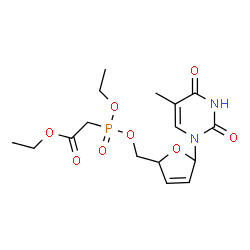 ChemSpider 2D Image | Ethyl (ethoxy{[5-(5-methyl-2,4-dioxo-3,4-dihydro-1(2H)-pyrimidinyl)-2,5-dihydro-2-furanyl]methoxy}phosphoryl)acetate | C16H23N2O8P