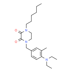 ChemSpider 2D Image | 1-[4-(Diethylamino)-3-methylbenzyl]-4-hexyl-2,3-piperazinedione | C22H35N3O2