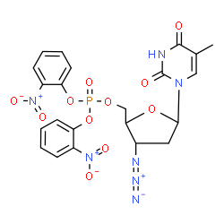 ChemSpider 2D Image | 1-{3-Azido-5-O-[bis(2-nitrophenoxy)phosphoryl]-2,3-dideoxypentofuranosyl}-5-methyl-2,4(1H,3H)-pyrimidinedione | C22H20N7O11P