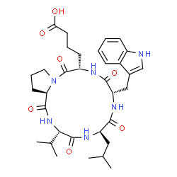ChemSpider 2D Image | Cyclo(D-leucyl-L-tryptophyl-6-oxidanyl-6-oxidanylidene-L-norleucyl-D-prolyl-L-valyl) | C33H46N6O7