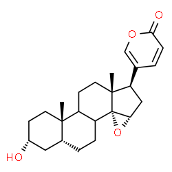 ChemSpider 2D Image | (3alpha,5beta,8xi,9xi,14alpha,15alpha)-3-Hydroxy-14,15-epoxybufa-20,22-dienolide | C24H32O4