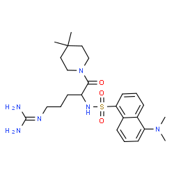 ChemSpider 2D Image | N-[5-Carbamimidamido-1-(4,4-dimethyl-1-piperidinyl)-1-oxo-2-pentanyl]-5-(dimethylamino)-1-naphthalenesulfonamide | C25H38N6O3S