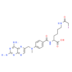 ChemSpider 2D Image | N~2~-(4-{[(2,4-Diamino-6-pteridinyl)methyl](methyl)amino}benzoyl)-N~6~-(iodoacetyl)lysine | C23H28IN9O4