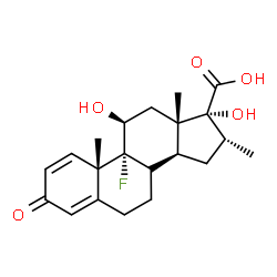 ChemSpider 2D Image | (8xi,11beta,16alpha,17alpha)-9-Fluoro-11,17-dihydroxy-16-methyl-3-oxoandrosta-1,4-diene-17-carboxylic acid | C21H27FO5