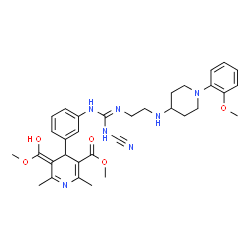 ChemSpider 2D Image | methyl (5Z)-4-{3-[N'-cyano-N''-(2-{[1-(2-methoxyphenyl)piperidin-4-yl]amino}ethyl)carbamimidamido]phenyl}-5-[hydroxy(methoxy)methylidene]-2,6-dimethyl-4,5-dihydropyridine-3-carboxylate | C33H41N7O5
