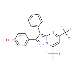 ChemSpider 2D Image | 4-[3-Phenyl-5,7-bis(trifluoromethyl)pyrazolo[1,5-a]pyrimidin-2-yl]phenol | C20H11F6N3O