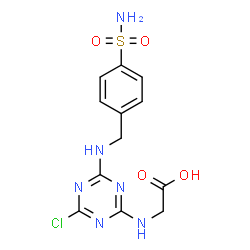 ChemSpider 2D Image | N-{4-Chloro-6-[(4-sulfamoylbenzyl)amino]-1,3,5-triazin-2-yl}glycine | C12H13ClN6O4S