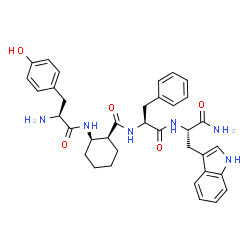 ChemSpider 2D Image | N-{[(1S,2R)-2-(L-Tyrosylamino)cyclohexyl]carbonyl}-L-phenylalanyl-L-tryptophanamide | C36H42N6O5