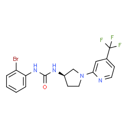 ChemSpider 2D Image | 1-(2-Bromophenyl)-3-{(3R)-1-[4-(trifluoromethyl)-2-pyridinyl]-3-pyrrolidinyl}urea | C17H16BrF3N4O