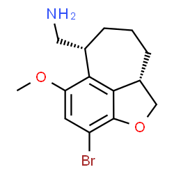 ChemSpider 2D Image | 1-[(6R,9aS)-3-bromo-5-methoxy-1,6,7,8,9,9a-hexahydro-2-oxabenzo[cd]azulen-6-yl]methanamine | C14H18BrNO2