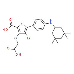 ChemSpider 2D Image | 4-Bromo-3-(carboxymethoxy)-5-{4-[(3,3,5,5-tetramethylcyclohexyl)amino]phenyl}-2-thiophenecarboxylic acid | C23H28BrNO5S