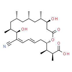 ChemSpider 2D Image | (2S,3R)-3-[(2S,4E,6Z,8R,9S,11R,13S,15S,16S)-7-Cyano-8,16-dihydroxy-9,11,13,15-tetramethyl-18-oxooxacyclooctadeca-4,6-dien-2-yl]-2-methylbutanoic acid | C27H43NO6