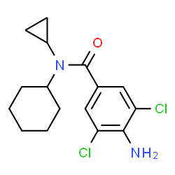 ChemSpider 2D Image | 4-Amino-3,5-dichloro-N-cyclohexyl-N-cyclopropylbenzamide | C16H20Cl2N2O