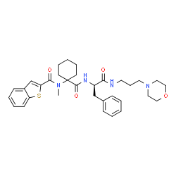 ChemSpider 2D Image | Nalpha-({1-[(1-Benzothiophen-2-ylcarbonyl)(methyl)amino]cyclohexyl}carbonyl)-N-[3-(4-morpholinyl)propyl]-D-phenylalaninamide | C33H42N4O4S