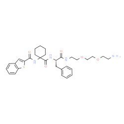 ChemSpider 2D Image | N-{2-[2-(2-Aminoethoxy)ethoxy]ethyl}-Nalpha-({1-[(1-benzothiophen-2-ylcarbonyl)amino]cyclohexyl}carbonyl)-L-phenylalaninamide | C31H40N4O5S