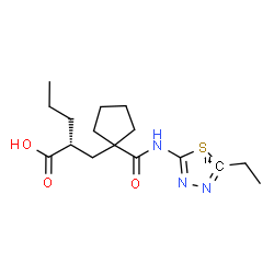 ChemSpider 2D Image | (2R)-2-[(1-{[5-Ethyl(5-~14~C)-1,3,4-thiadiazol-2-yl]carbamoyl}cyclopentyl)methyl]pentanoic acid | C1514CH25N3O3S