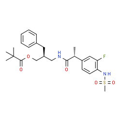 ChemSpider 2D Image | (2S)-2-Benzyl-3-{[(2R)-2-{3-fluoro-4-[(methylsulfonyl)amino]phenyl}propanoyl]amino}propyl pivalate | C25H33FN2O5S
