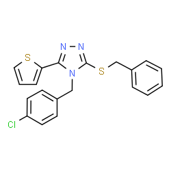 ChemSpider 2D Image | 3-(Benzylsulfanyl)-4-(4-chlorobenzyl)-5-(2-thienyl)-4H-1,2,4-triazole | C20H16ClN3S2