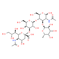 ChemSpider 2D Image | alpha-Neup5Ac-(2->3)-beta-D-Galp-(1->4)-[alpha-L-Fucp-(1->3)]-beta-D-GlcpNAc | C31H52N2O23
