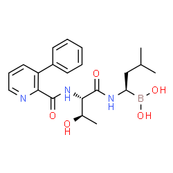ChemSpider 2D Image | [(1R)-3-Methyl-1-({N-[(3-phenyl-2-pyridinyl)carbonyl]-L-threonyl}amino)butyl]boronic acid | C21H28BN3O5