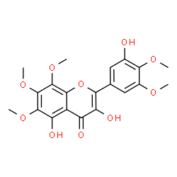 ChemSpider 2D Image | 3,5-Dihydroxy-2-(3-hydroxy-4,5-dimethoxyphenyl)-6,7,8-trimethoxy-4H-chromen-4-one | C20H20O10