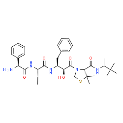 ChemSpider 2D Image | N~2~-[(2S)-2-Amino-2-phenylacetyl]-N-[(2S,3S)-4-{(4R)-4-[(3,3-dimethyl-2-butanyl)carbamoyl]-5,5-dimethyl-1,3-thiazolidin-3-yl}-3-hydroxy-4-oxo-1-phenyl-2-butanyl]-3-methyl-L-valinamide | C36H53N5O5S