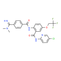 ChemSpider 2D Image | N-(5-Chloro-2-pyridinyl)-2-{[4-(N,N-dimethylcarbamimidoyl)benzoyl]amino}-5-(2,2,2-trifluoroethoxy)benzamide | C24H21ClF3N5O3
