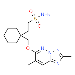 ChemSpider 2D Image | 2-(1-{[(2,7-Dimethyl[1,2,4]triazolo[1,5-b]pyridazin-6-yl)oxy]methyl}cyclohexyl)ethanesulfonamide | C16H25N5O3S