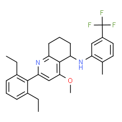 ChemSpider 2D Image | 2-(2,6-Diethylphenyl)-4-methoxy-N-[2-methyl-5-(trifluoromethyl)phenyl]-5,6,7,8-tetrahydro-5-quinolinamine | C28H31F3N2O