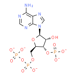 ChemSpider 2D Image | 3'-O-Phosphonato-5'-O-[(phosphonatooxy)phosphinato]adenosine | C10H11N5O13P3