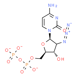ChemSpider 2D Image | (2xi)-2'-Azido-2'-deoxy-5'-O-[(phosphonatooxy)phosphinato]cytidine | C9H11N6O10P2