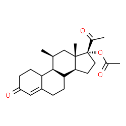 ChemSpider 2D Image | (8xi,10xi,11beta)-11-Methyl-3,20-dioxo-19-norpregn-4-en-17-yl acetate | C23H32O4