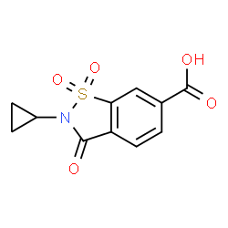 ChemSpider 2D Image | 2-Cyclopropyl-1,1,3-trioxo-2,3-dihydro-1,2-benzothiazole-6-carboxylic acid | C11H9NO5S