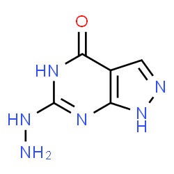 ChemSpider 2D Image | 6-Hydrazino-1,5-dihydro-4H-pyrazolo[3,4-d]pyrimidin-4-one | C5H6N6O