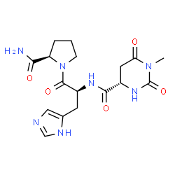 ChemSpider 2D Image | N-{[(4S)-1-Methyl-2,6-dioxohexahydro-4-pyrimidinyl]carbonyl}-L-histidyl-D-prolinamide | C17H23N7O5