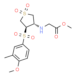 ChemSpider 2D Image | Methyl N-{(3S,4R)-4-[(4-methoxy-3-methylphenyl)sulfonyl]-1,1-dioxidotetrahydro-3-thiophenyl}glycinate | C15H21NO7S2