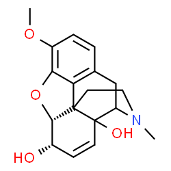 ChemSpider 2D Image | (5alpha,6alpha)-3-Methoxy-17-methyl-7,8-didehydro-4,5-epoxymorphinan-6,14-diol | C18H21NO4