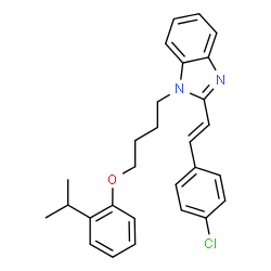 ChemSpider 2D Image | 2-[(E)-2-(4-Chlorophenyl)vinyl]-1-[4-(2-isopropylphenoxy)butyl]-1H-benzimidazole | C28H29ClN2O